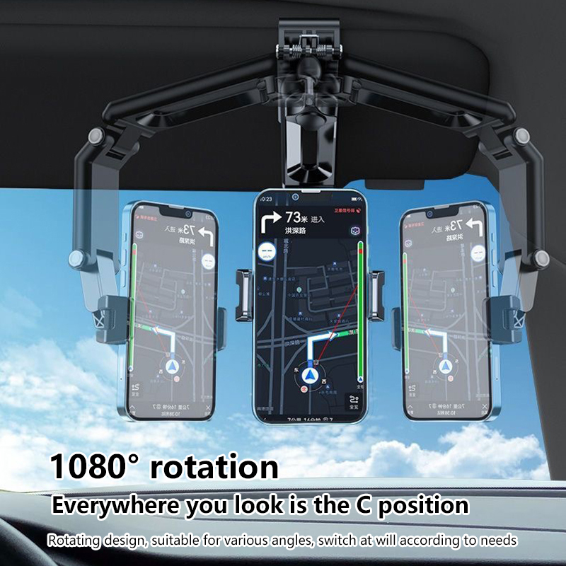 Good 1080° Multi-function Sun Visor Universal 360 Degree Rotating Phone Car Holder Rotatable and Retractable