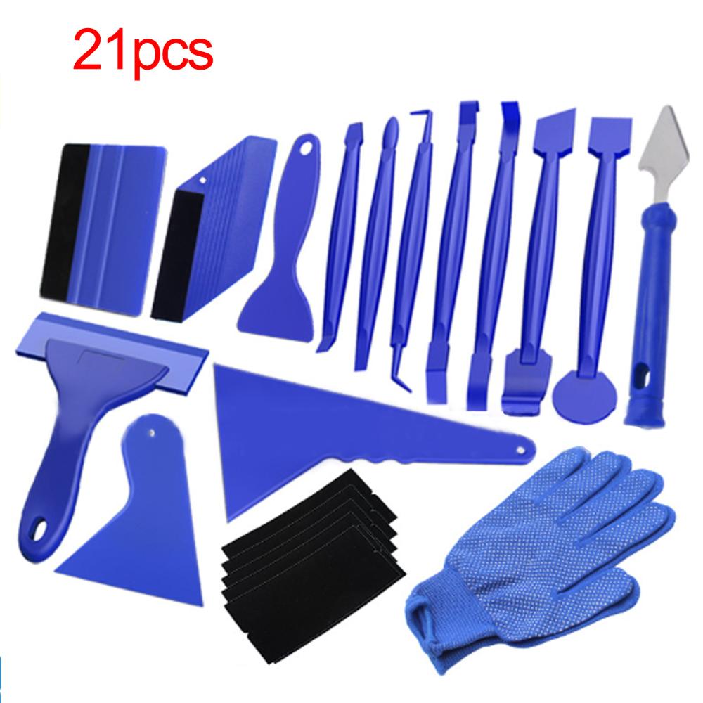 Herramientas de rasqueta para coche 21 Uds., escurridor de película de revestimiento de vinilo, herramienta de cierre de bordes para raspador de automóvil, herramientas de Auto: QM206262-BU1