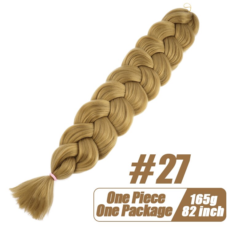 Más allá de cabello trenzado sintético de una pieza, trenza de fibra térmica de 82 pulgadas, 165g, extensiones de cabello trenzado Jumbo de ganchillo de Color puro