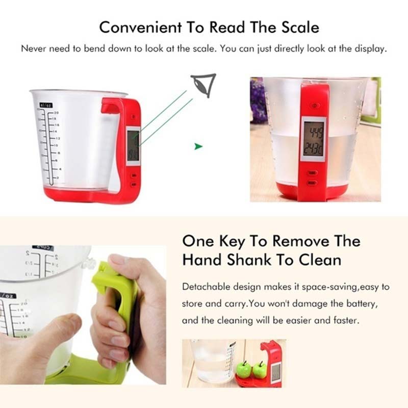 LCD display electronic measuring cup kitchen scale electronic beaker host weighing temperature measuring cup