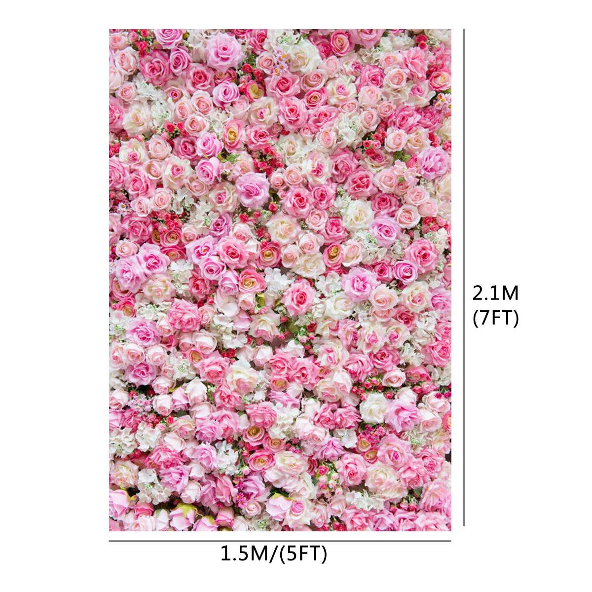 1.5x2.1m 5x7ft Wedding Rose 3D Flowers Wall Studio Backdrop Photography Photo Background Cloth