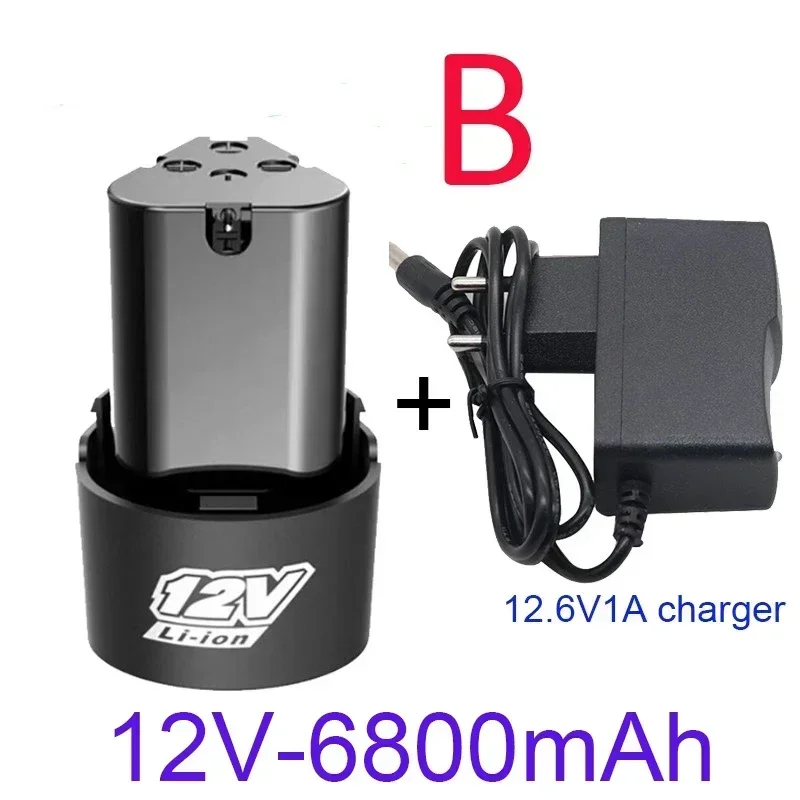 Batería recargable Universal de alta capacidad, 12V, 6800mAh, para herramientas eléctricas, destornillador eléctrico, taladro eléctrico, batería de iones de litio: Azul