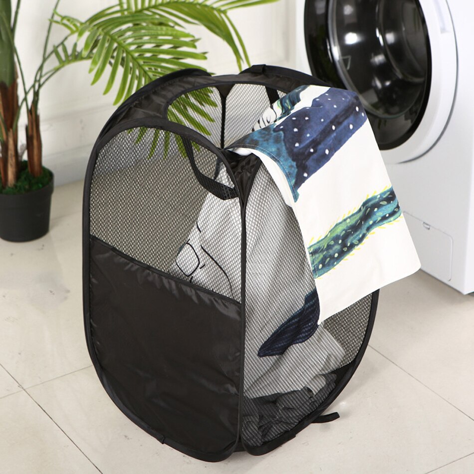 Large Pop-Up Laundry Hamper Collapsible Laundry Baskets With Durable Handles/Side Pocket for Dorm Bedroom Bathroom Laundry Room: 2PCS / Black