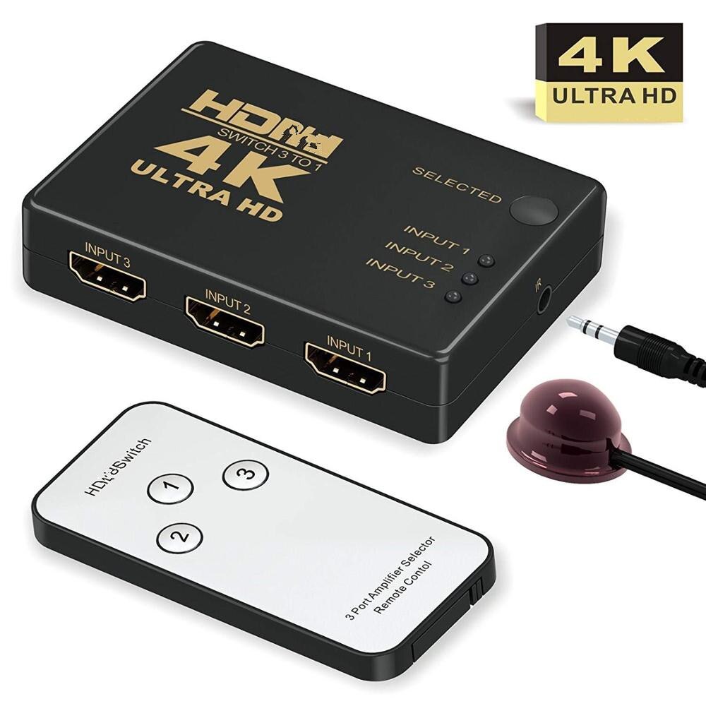 HDMI-compatible Switcher 4K HD1080P 3 5 Port HD Switch Selector Splitter With Hub IR Remote Controller For HDTV DVD TV BOX Z2: 3 IN 1 KIT