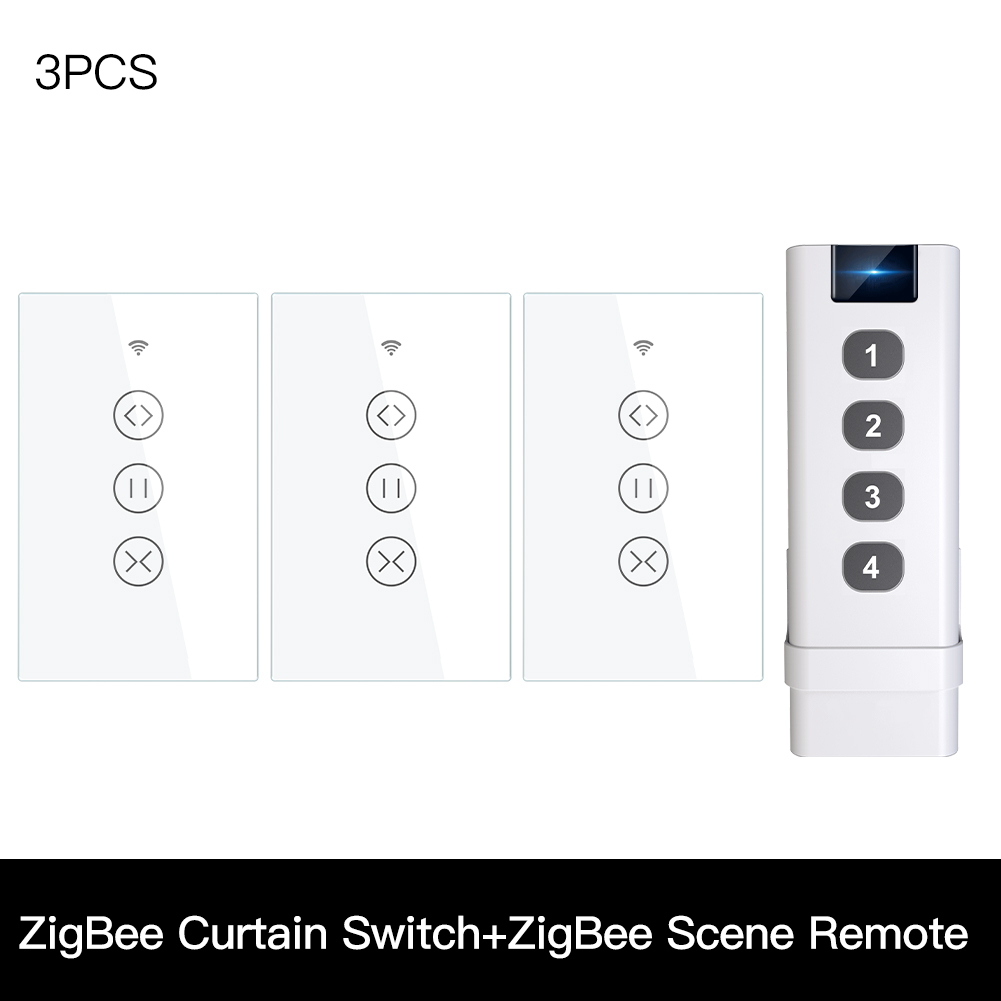 ZigBee RF Smart Touch Curtain Switch Roller Blinds Shutter Tuya Smart App Wireless Control Relay Status Works with Alexa Google