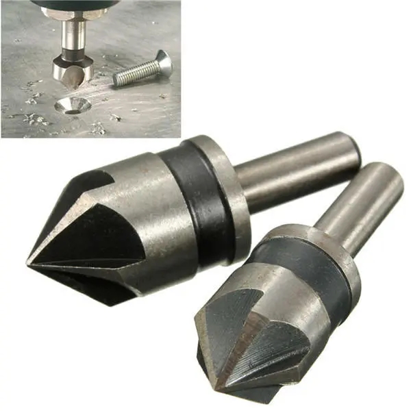 1/3pcs 82 Degrees Chamfer Drill Bit Set 12/16/19mm 5 Flute Woodworking Drill Bit Cutter Countersink Drill Bit Set Metal Drilling