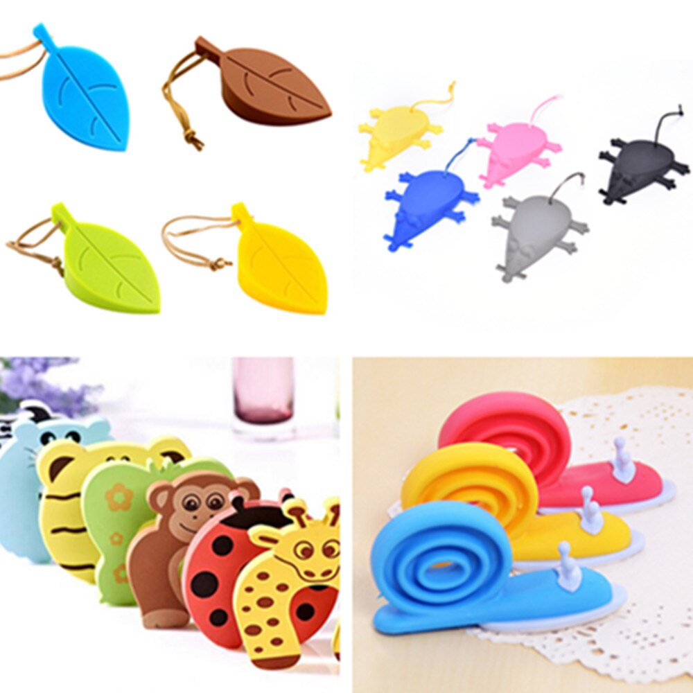 1PCS Cute Cartoon Leaf Snail Feet Tiger Mouse Butterfly Monkey Rubber Wedge Door Stopper Holder Guard Baby Safety Protector