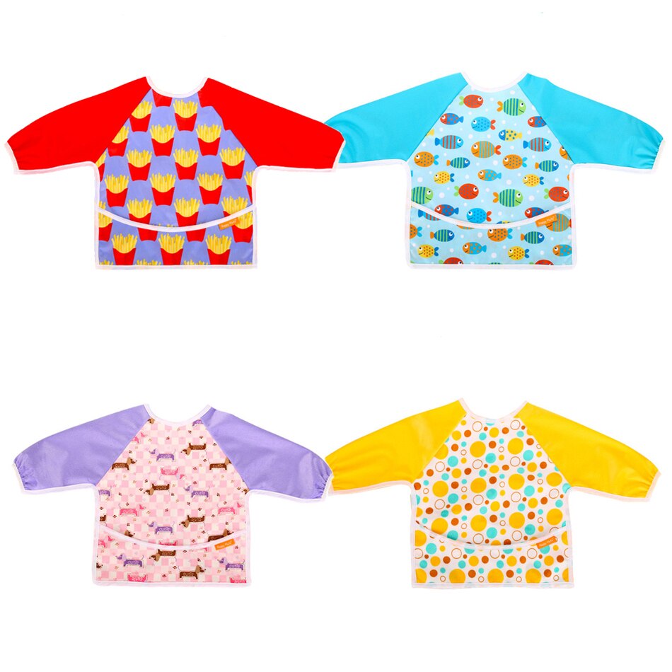 Happyflute Baby Slabbetjes Waterdichte Baby Slabbetjes Print Pul & Print Minky Leuke Lange Mouwen Kinderen Bib Burp Kleding Baby Spullen