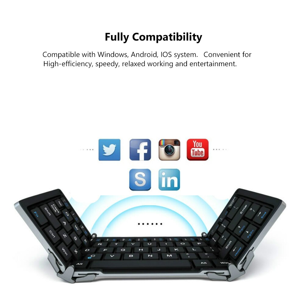 AVATTO Caso di Alluminio Portatile Tastiera Bluetooth Pieghevole, Pieghevole senza fili mini Tastiera Tablet Per IOS/Android/Finestre del telefono