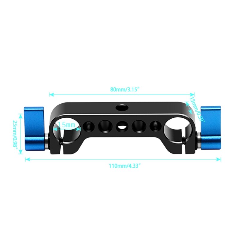 T8WC 15mm Double Hole Pipe Clamp Rail Connector SLR Camera Parallel Dual-Hole Multi-Function Pipe Clamp for DSLR Camera Rig