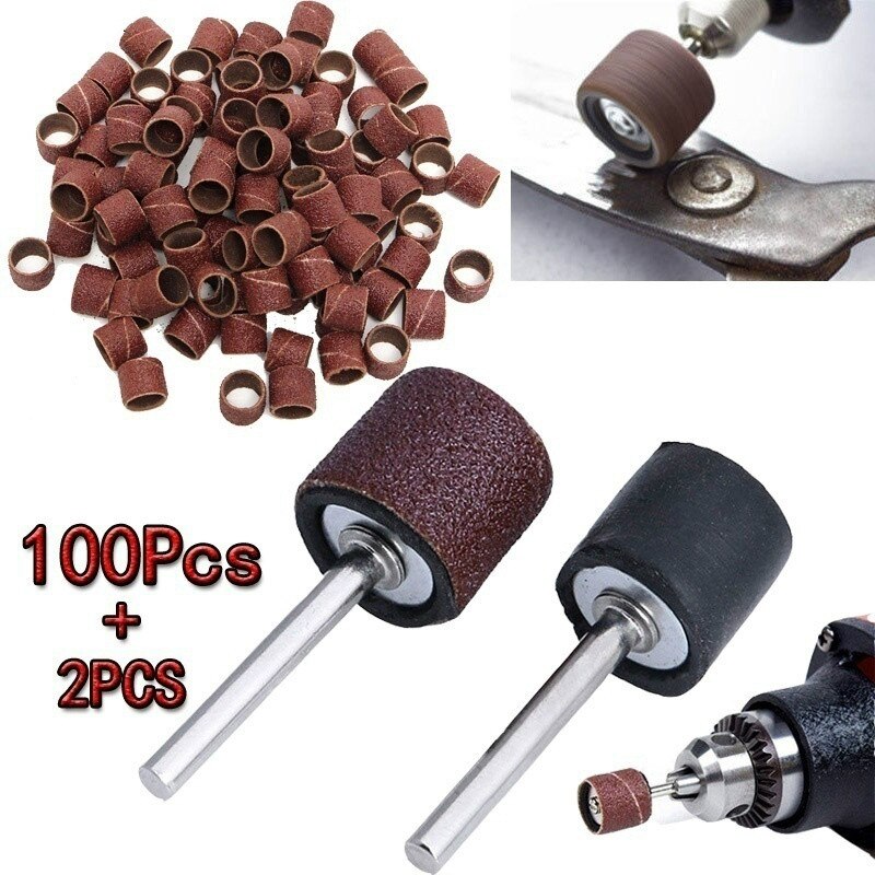 60/100Pcs Grit Schuurbanden Sander Drum Doorn Rotary Tool Nail Boren Elektrische Gereedschappen Kit Schurende Schuurpapier hand Tool