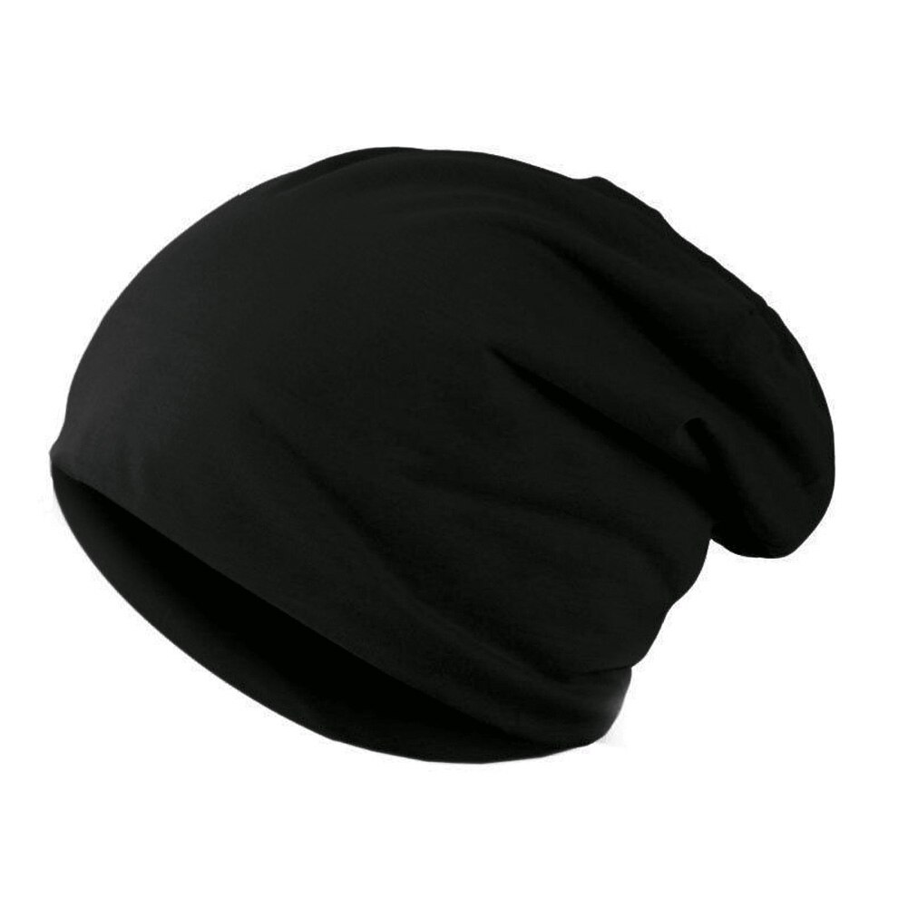 Solid Colors Unisex Knitted Hats Winter Warm Ski Crochet Hat Slouch Punk Women Men Cotton Skullies Blends Beanie Caps: Black