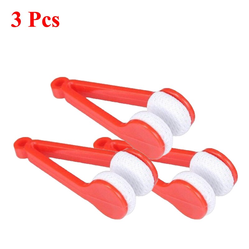 1-4Pcs/Set Portable Multifunctional Glasses Cleaning Rub Eyeglass Sunglasses Spectacles Microfiber Cleaner Clean Brushes: 3 Pcs Red