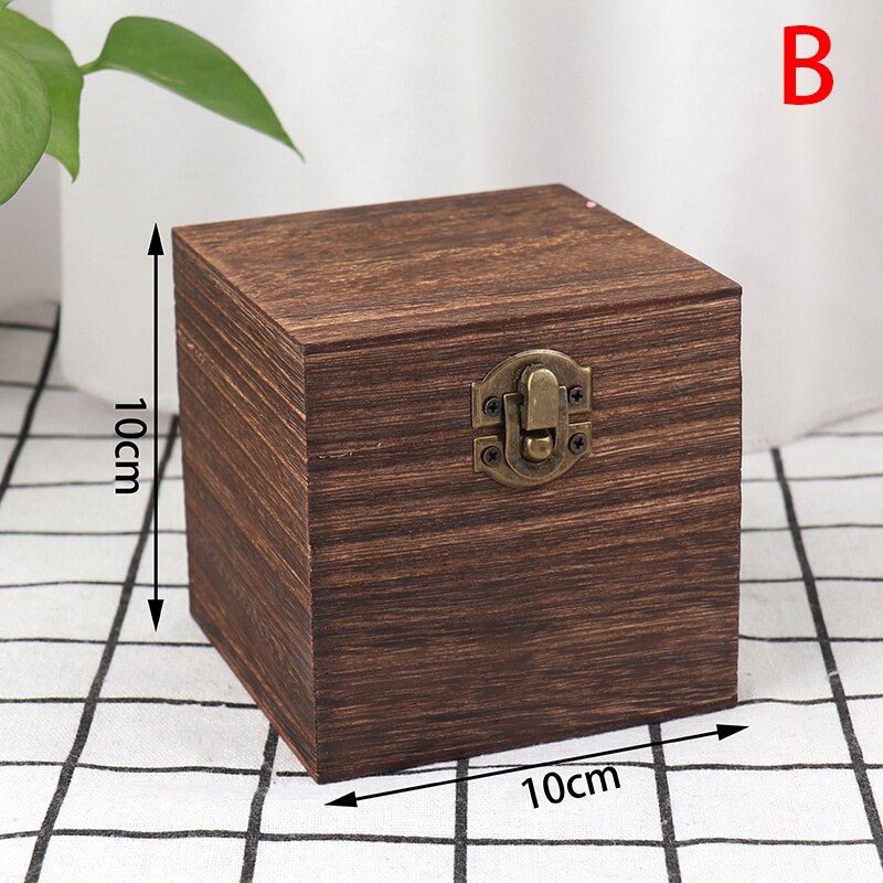 Retro Jewelry Box Desktop Handmade Wood Clamshell Storage Hand Decoration Wooden Paulownia Box Postcard Storage Organizer Box: B