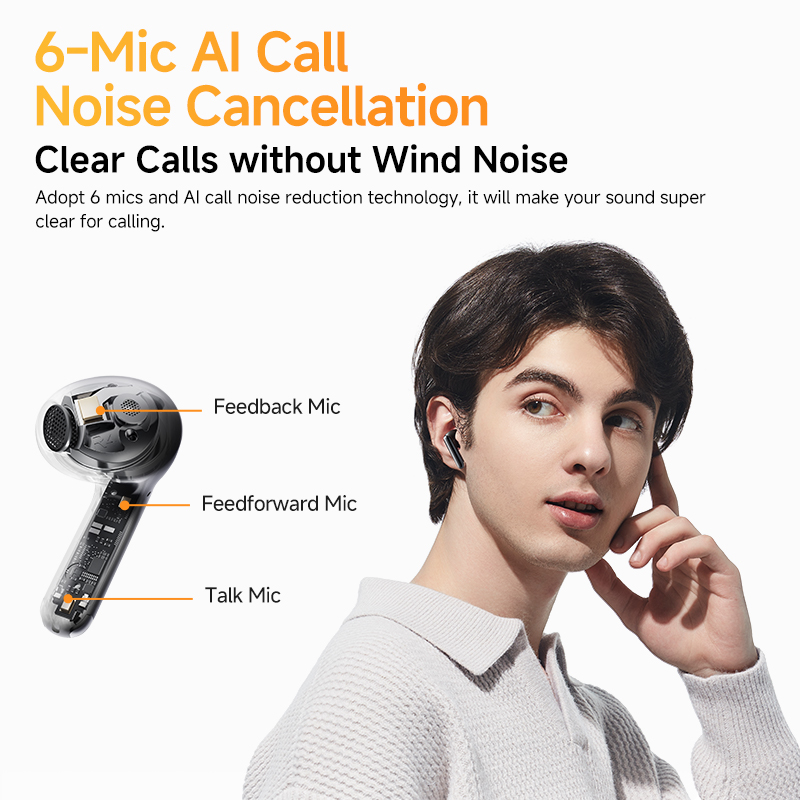 QCY HT10 AilyBuds Pro+ ANC Bezprzewodowe słuchawki douszne Hi-Res Audio z mikrofonem LDAC 6 AI HD Call Headset Bluetooth 5.3 Dual Connect Earbuds