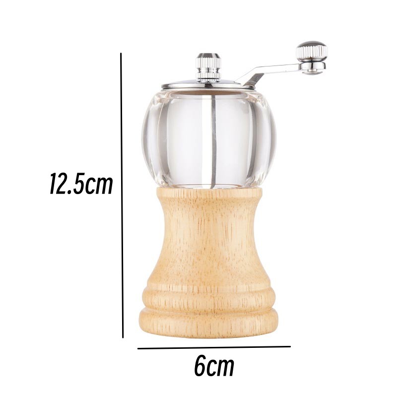 Hand-crank Pepper Grinder,Ceramic Core,Vase/Wine Jar/Sphere Style Spice Pepper Mill,Multi-purpose Salt Shakers,Wooden,BBQ Mill: army green