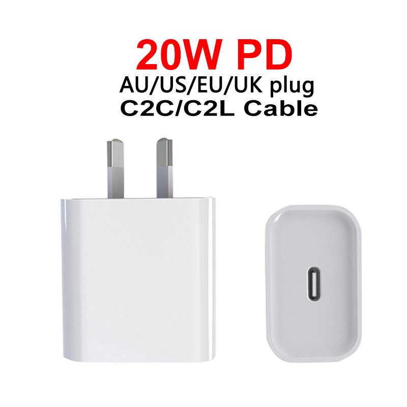 20W USB Type C Charger For iPhone 12 Pro Max/Mini Quick Charge QC PD USBC EU plug USB-C Fast Charging Travel Wall Charger