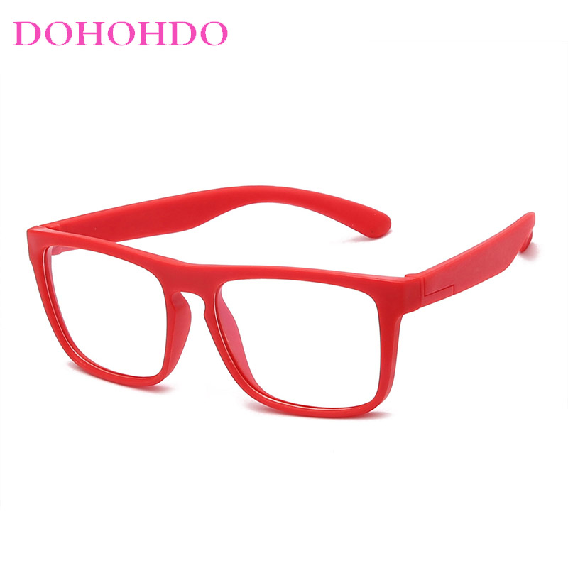 Dohohdo  tr90 anti-blått lys barnebriller takrenne jenter firkantede blå lysblokkerende briller  uv400 låve fleksible briller gafas: Rød