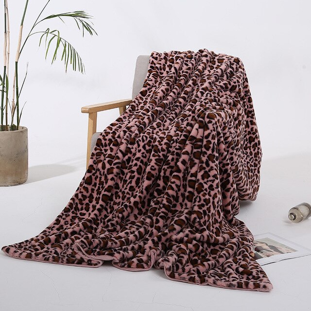 léopard couverture longue Shaggy fourrure floue fausse fourrure confortable avec moelleux Sherpa adulte couvre-lit canapé jeter des couvertures: 03 / 160x200cm