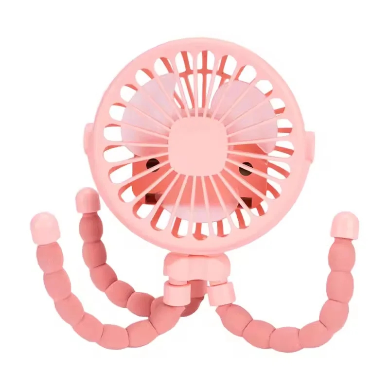 Ventilador dobrável portátil usb, ventilador portátil para carrinho de bebê ao ar livre, mini ventilador multifuncional pequeno mudo de verão: Rosa