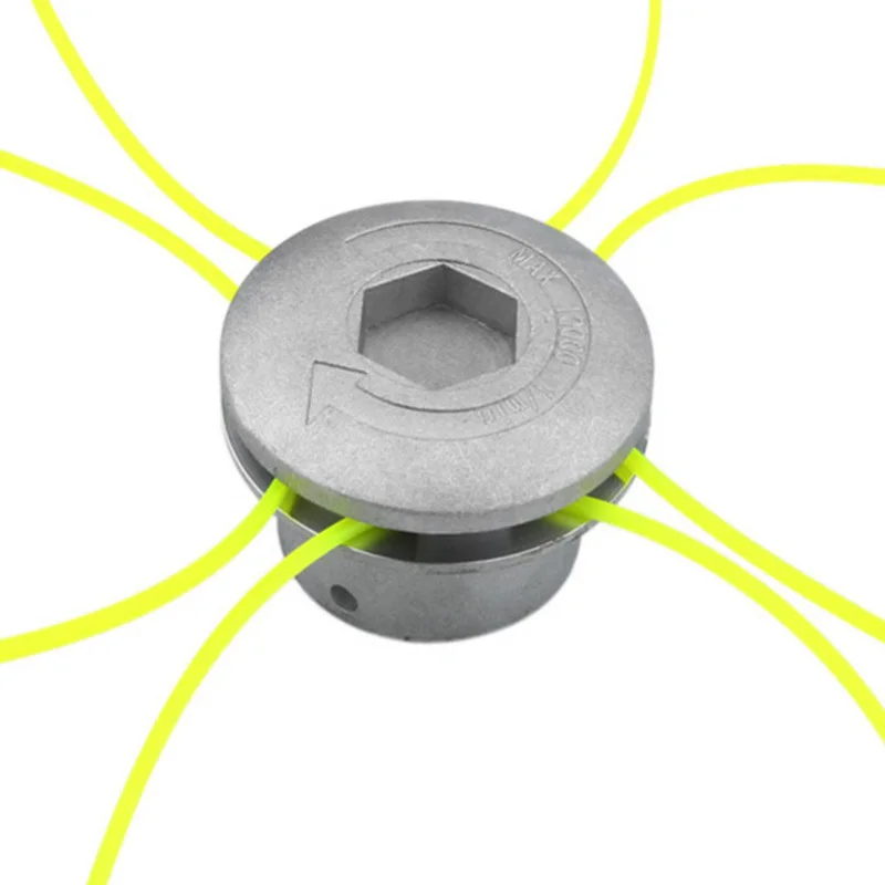 Tête de coupe gazon universelle en aluminium avec 4 lignes tête de débroussailleuse fil tête de ligne de coupe d'herbe en Nylon pour tondeuse à gazon argent