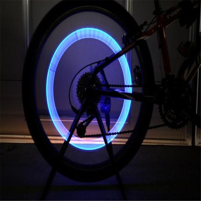 2 Stuks Fiets Fiets Auto Wheel Tyre Tire Valve Cap Led Neon Flash Lamp Licht Blauwe Auto-Styling Motorfiets verlichting