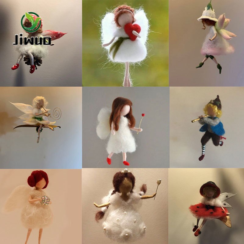 Jiwuo Cute Little Fairy Wool Felt Craft DIY Non Finished Poked Set Handcraft Kit for Needle Material With Instructions