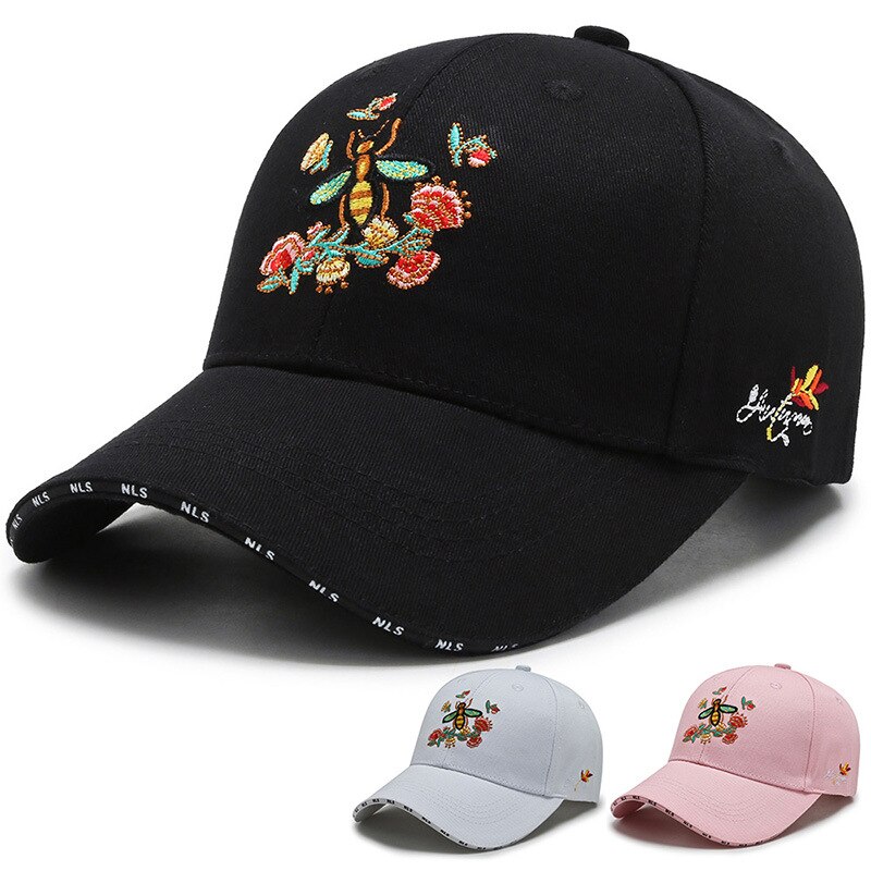 Unisex Paar Baseball Cap Mode Bloem Borduren Zon Hoeden Hard Top Honkbal Hoeden Voor Vrouwen