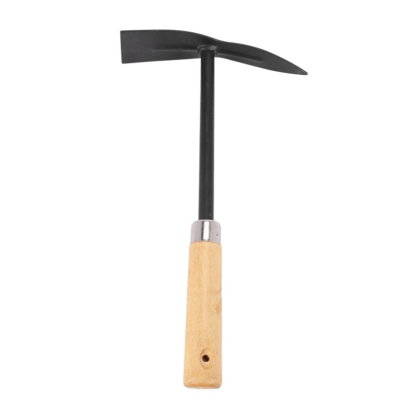 Wooden Handle Metal Hand Garden Tool Digging Hoe,Black