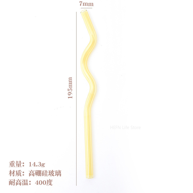 Falista kolorowa przezroczysta słomka robić picia słomka ze szkła borokrzemianowego szklana rurka upominki na przyjęcie barowe szklane słomki wielokrotnego użytku: Niebieski