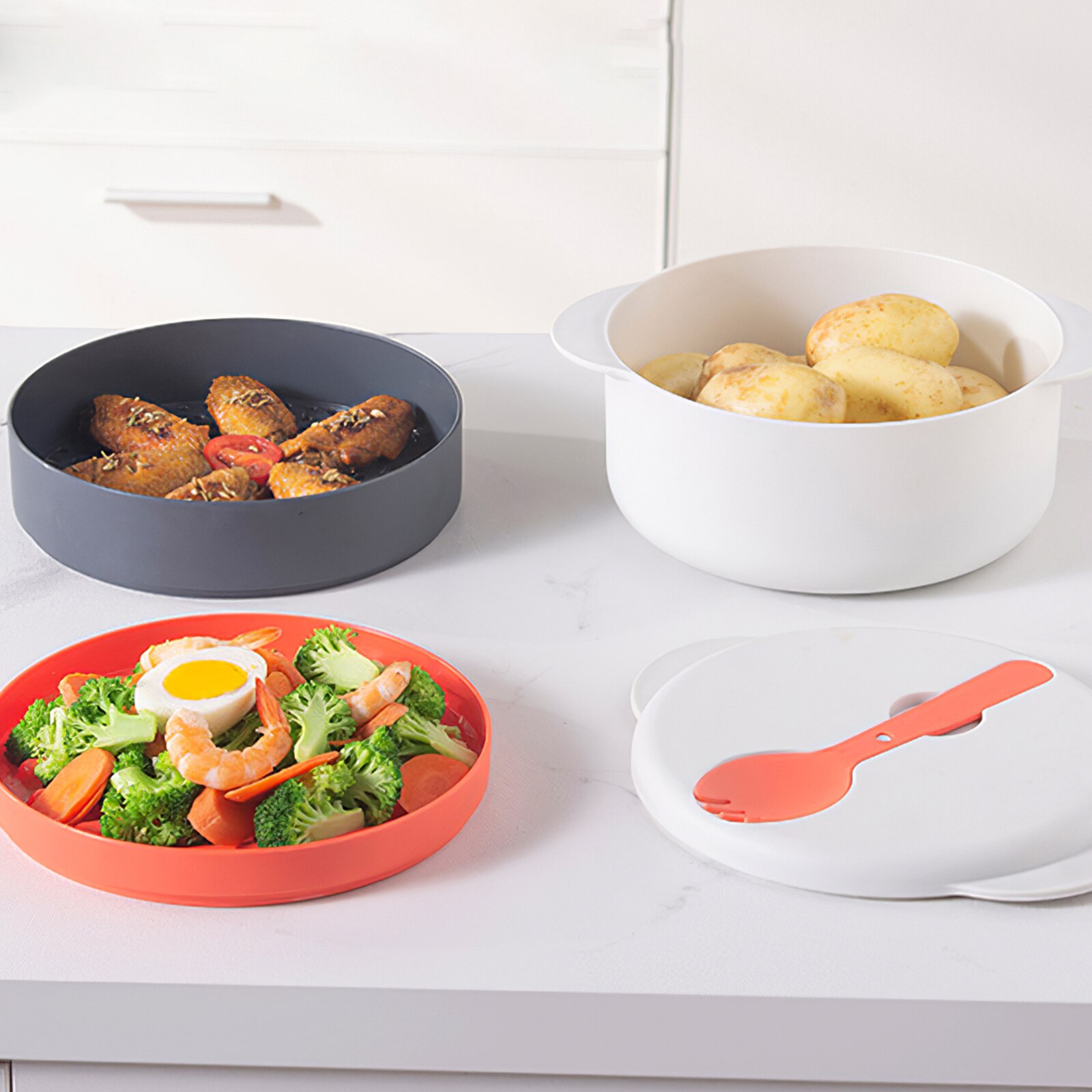 1PC Microwave Cooking Set Multifunctional Cooker Steam Pot Convenient Cooking Steamer For Home Kitchen Cooking