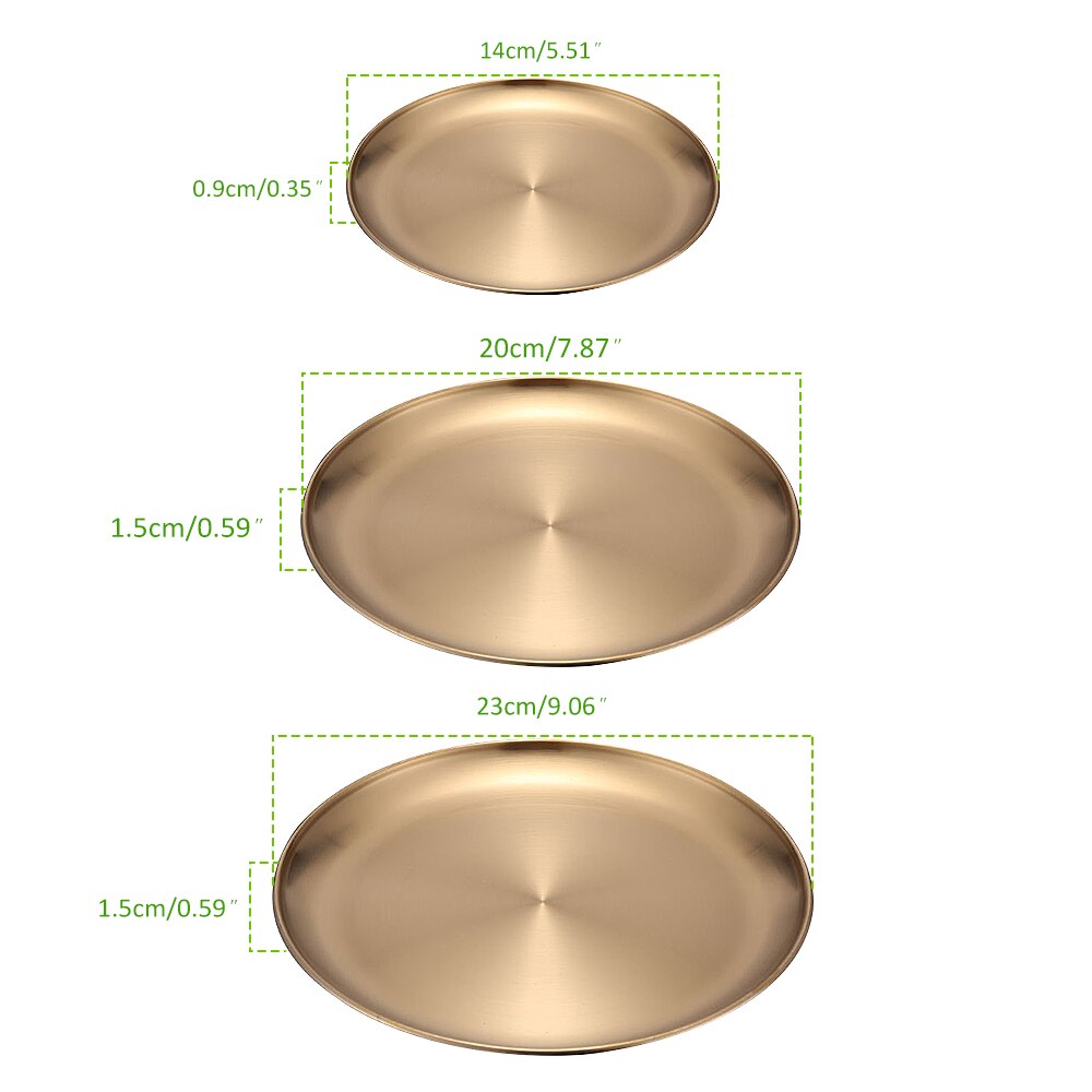 Roestvrij Staal Gouden Plaat Dessertbord Westerse Voedsel Plaat Voedsel Lade Opp Tassen Moeten Worden Verpakt In Schuim Drie maten