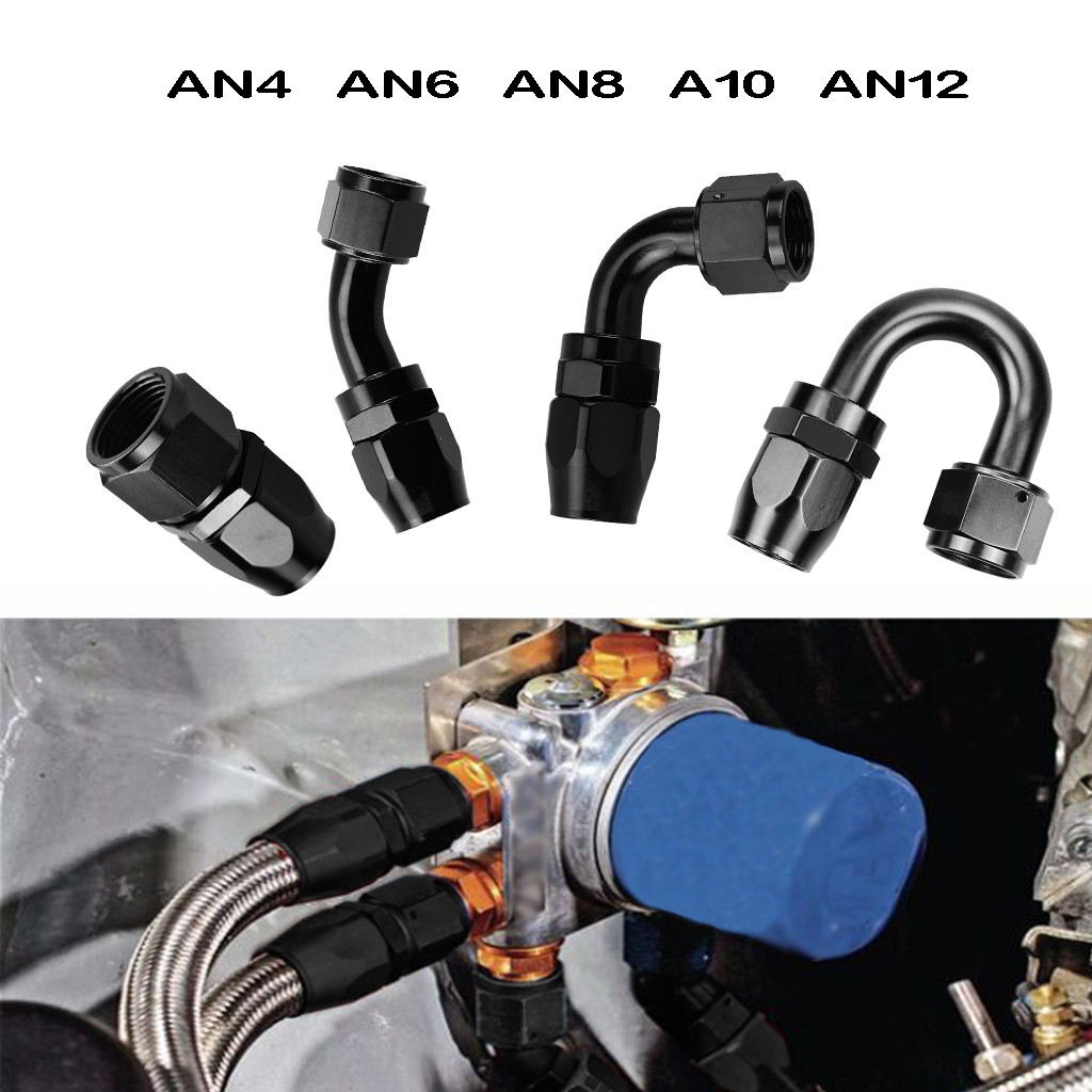 AN4/AN6/AN8/AN10/AN12 Swivel Hose End Fitting Adapter For Oil/Fuel/Gas Hose Line AN Degree Swivel Hose End Black may27