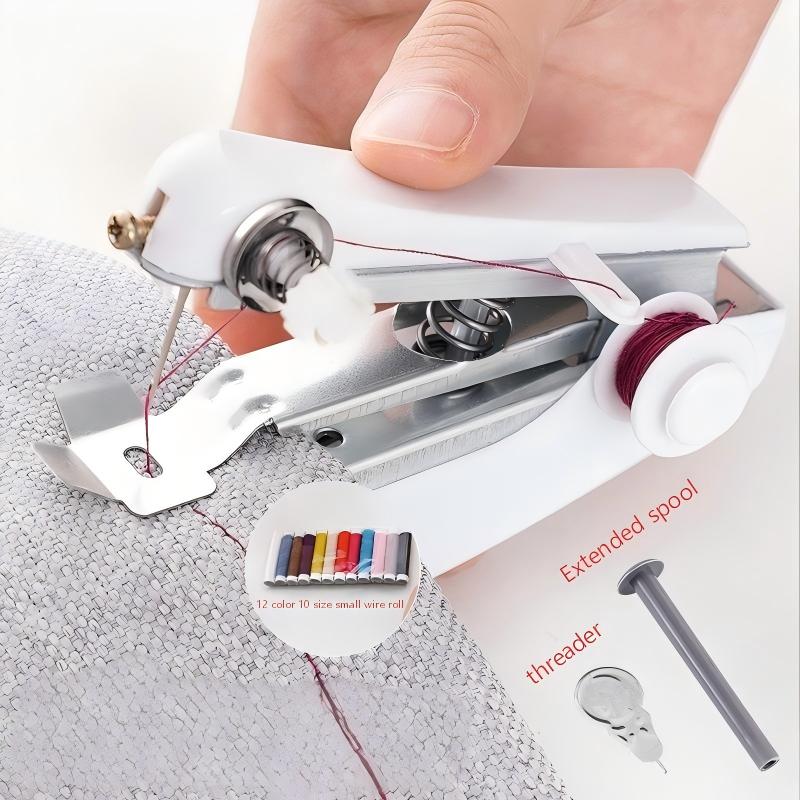 Portable handheld sewing machine set, household handheld simple manual sewing, small tailor machine: Brown