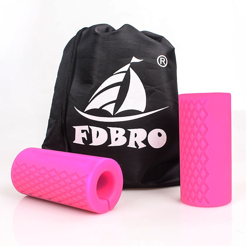Fdbro 1 Paar Barbell Grips Halter Kettlebell Grip Dikke Bar Handgrepen Pull Up Gewichtheffen Ondersteuning Anti-Slip Bescherm Pad gratis: Pink