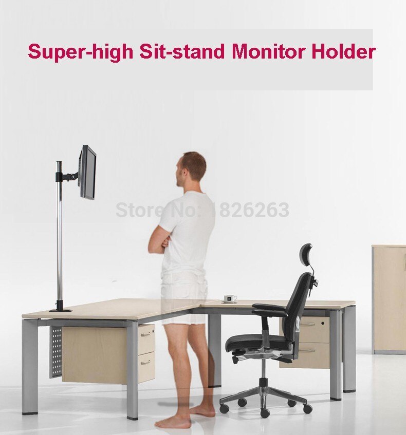 Schreibtisch Super-hohe Sitzen-Stand 17-27 zoll Monitor Halfter Edelstahl TV Halterung Ständer Spalte Höer 90cm beladen 4.5kgs