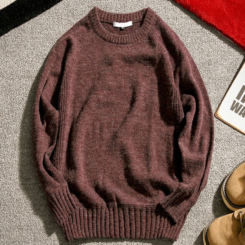 Märkeströja herr höst vinter varma herr stickade tröjor enfärgad casual o-neck pull homme bomullströja herr