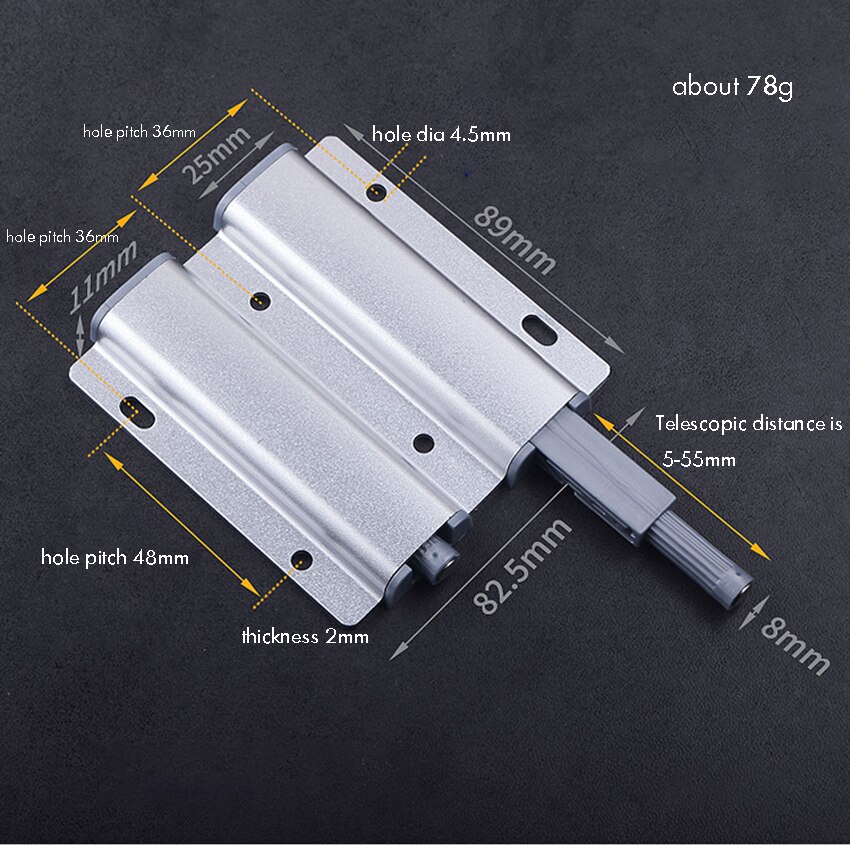 Double Magnetic Touch Catch Latch Push to Open Rebound Device Catch for Cabinet Closet Door Home Furniture 82.5x89mm, Silver