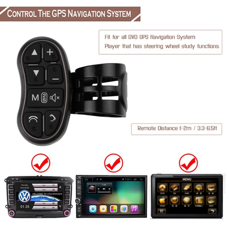 Car Universal Steering Button Wheel Control Key Wireless Remote Control Applicable To Any Brand Car Navigation DVD System