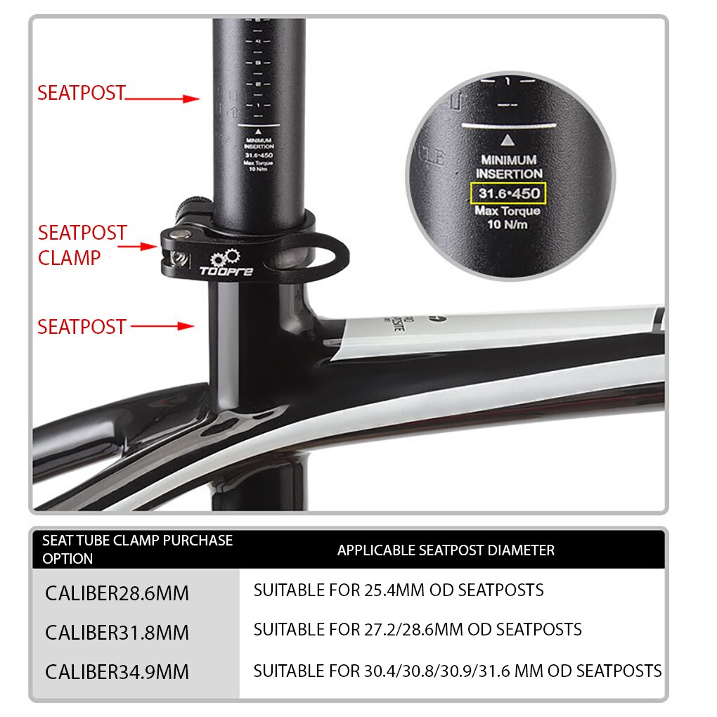 Bike Seat Post Clamp Aluminum Alloy Bicycle Quick Release Seatpost Tube Clip Universal Saddle Fixing Clamp Ring Bicycle Part