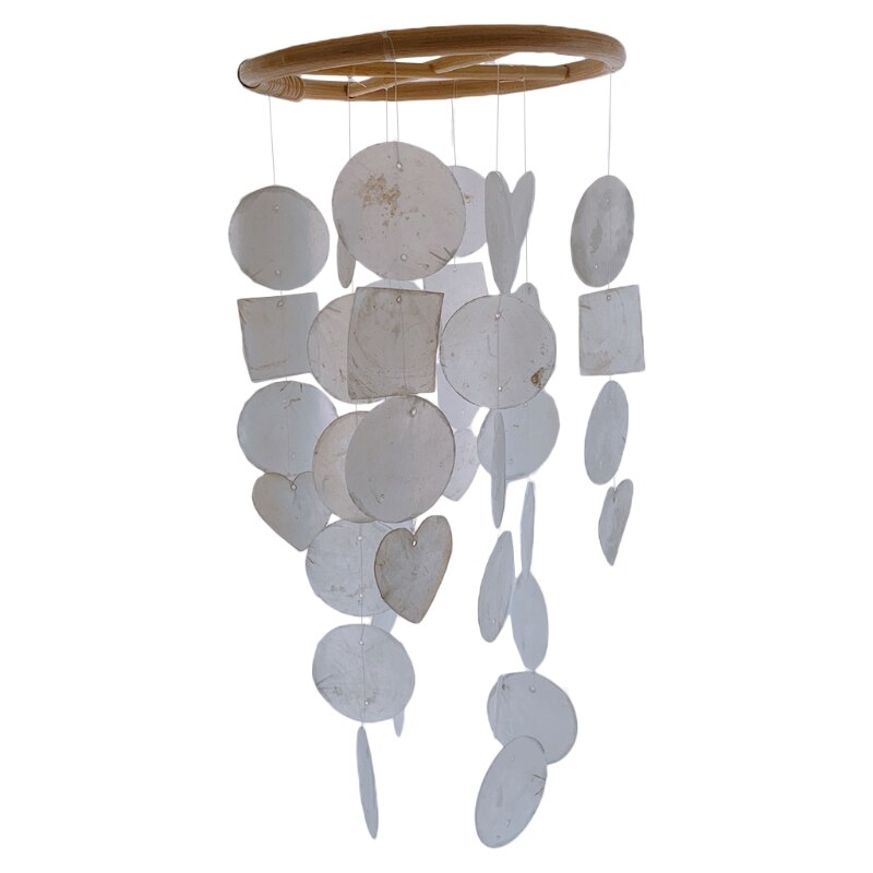 Carillón de viento de concha de estilo nórdico para decoración de la habitación del hogar, campanilla colgante de pared, juguetes para niños, sonajero móvil en la cuna, creativos: White A
