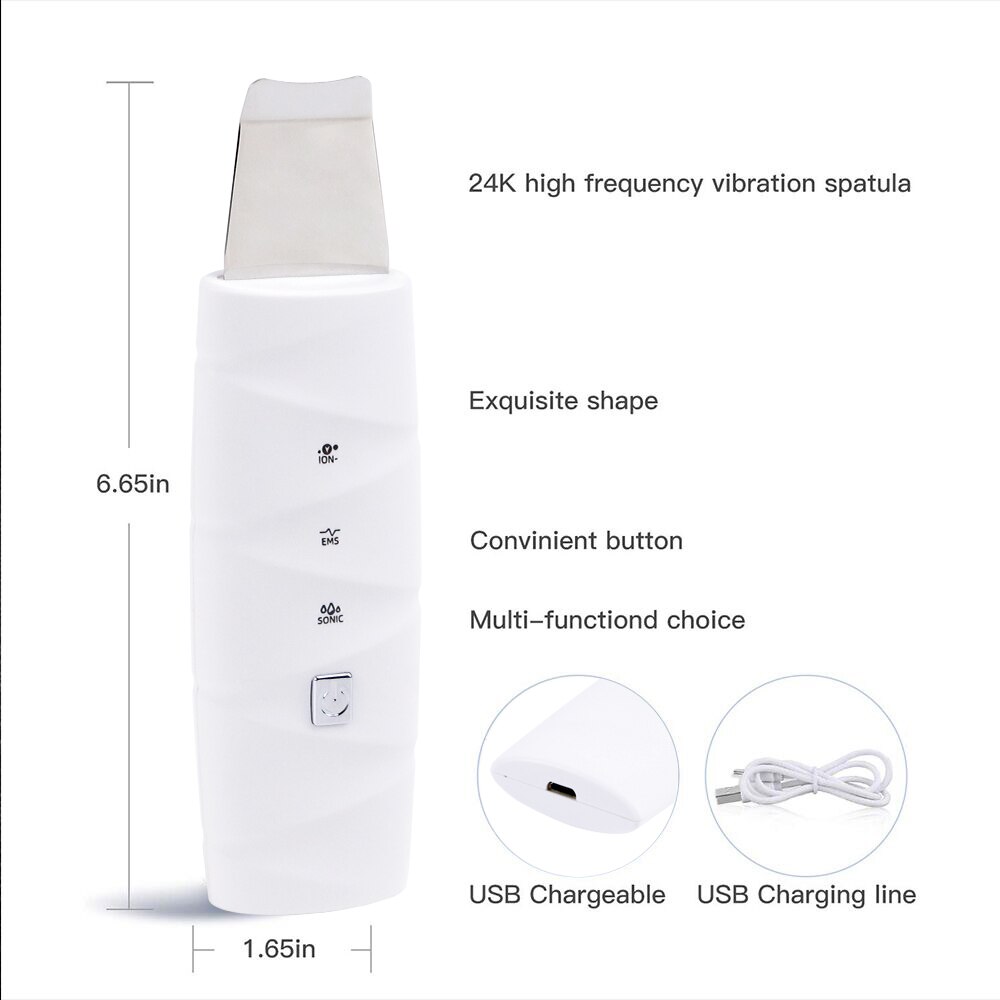 Ultrasonic face cleaning cosmetics machine effective smooth skin Facial Pore Cleaner Rechargeable Skin Scrubber