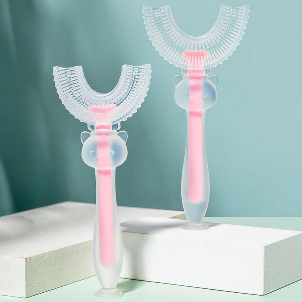 1 Pc Baby Toothbrush Cartoon Shape Suction Cup Bottom Silicone Infant Manual Cleaning Toothbrush BPA free for Gum Care 2-14Y