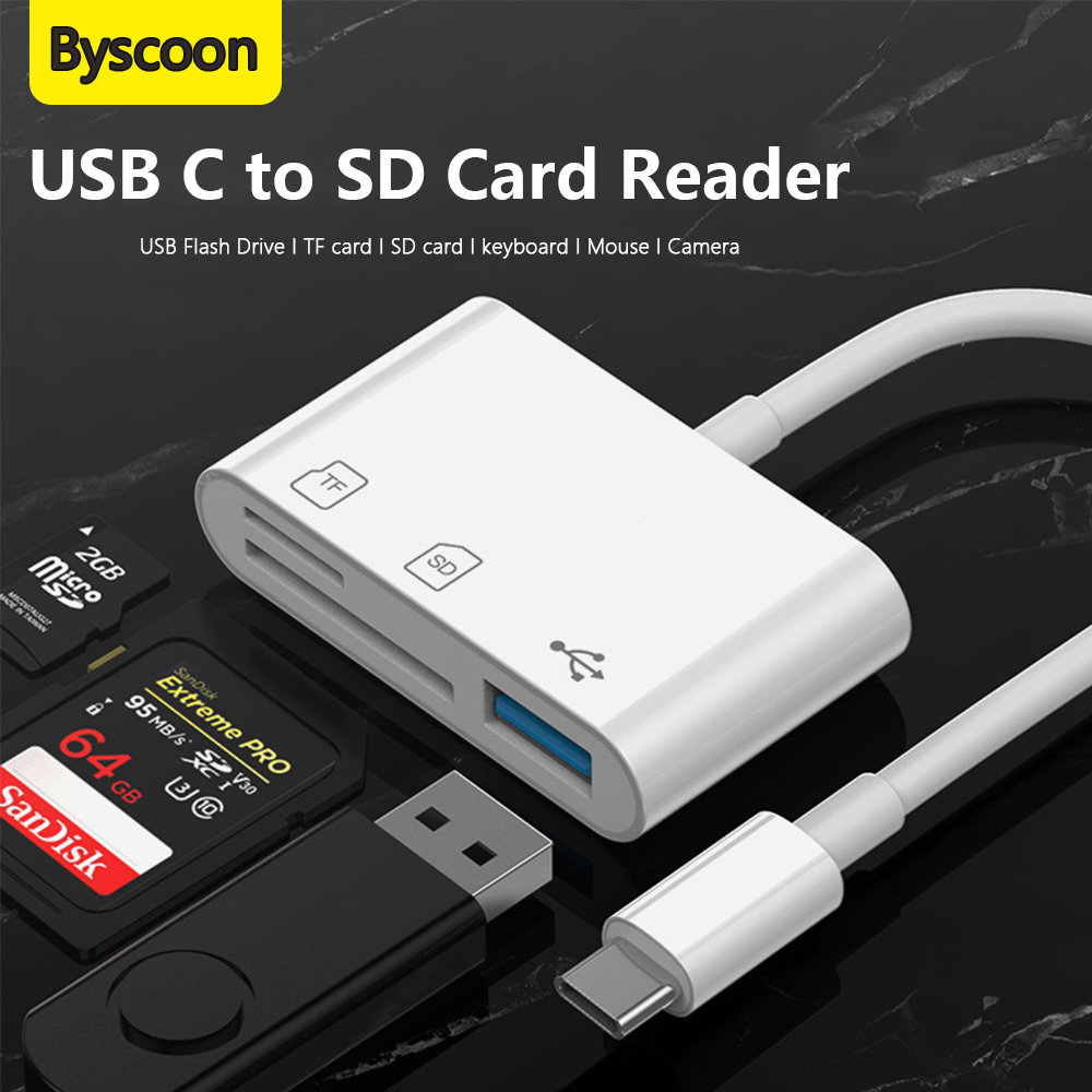 Adattatore per lettore di schede Byscoon da USB C a SD con lettore di schede di memoria USB MicroSD per dispositivi iPhone 15 16 iPad MacBook Pro/Air Type C