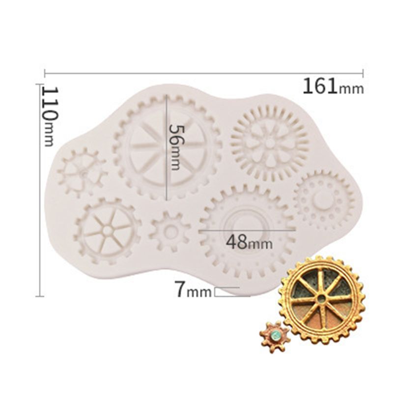 Molde de silicona de colección de engranajes de rueda de reloj y reloj de Estilo Steampunk para artesanía de azúcar, decoración de pasteles-1 #: 1