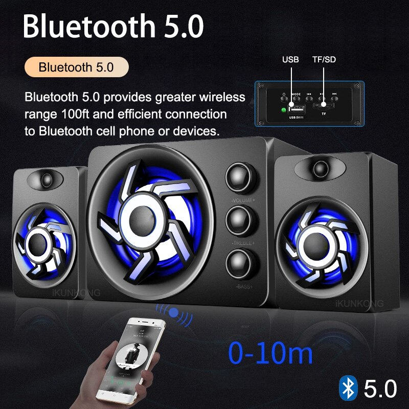 LED Computer Speaker 4D Surround Sound Mini Subwoofer Music Speaker for Laptop Notebook PC Phone Stereo Bluetooth Loudspeaker