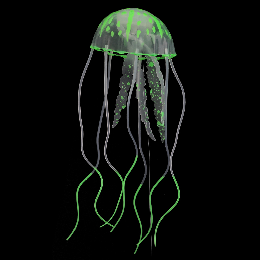 NICEYARD 1Pcs Aquarium Decor Ornament Silicone Simulated Jellyfish Glowing Artificial Vivid Jellyfish Fish Tank Decoration: Green
