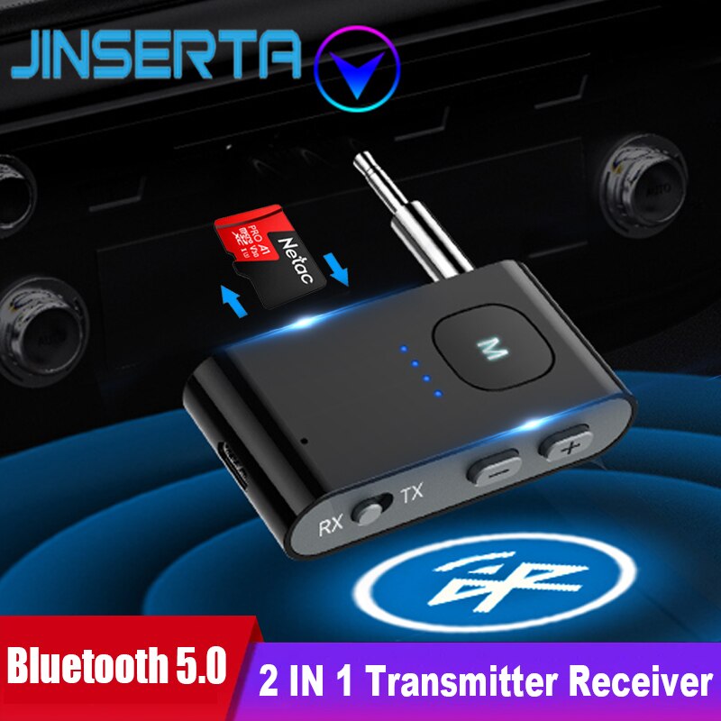 Bluetooth V5.0 Ontvanger Zender Handsfree Adapter Receiver 3.5Mm Aux Jack Voor Auto Speaker Hoofdtelefoon Tf Muziekspeler