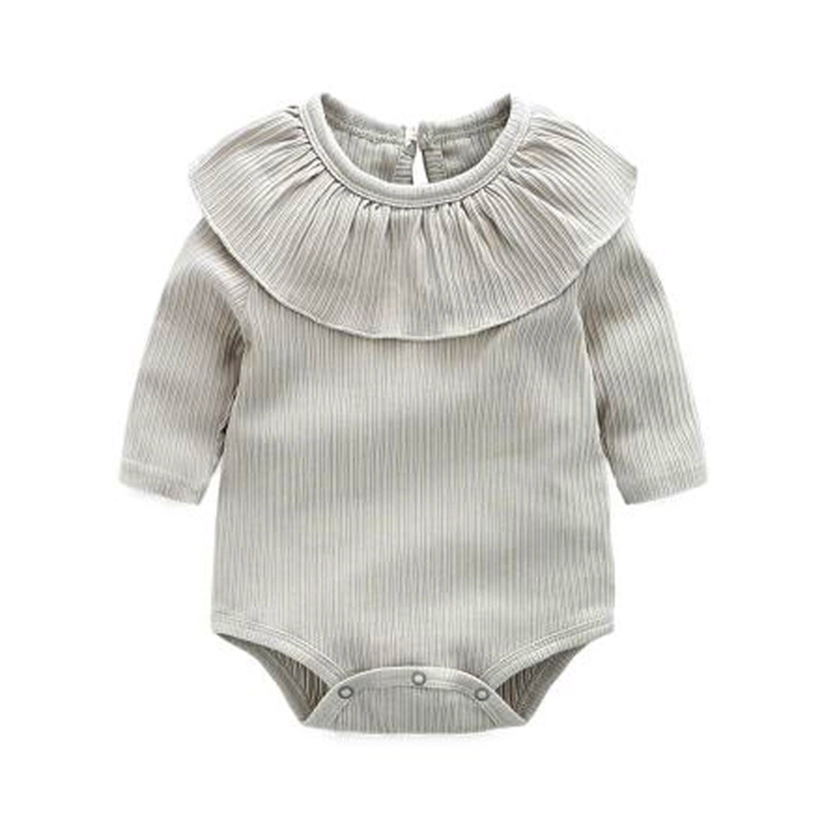 Kids Kleding Peuter Baby Baby Jongens Meisjes Kleding Solid Ruches Romper Jumpsuit Outfits Kinderen Casual Kleding: Grijs / 90