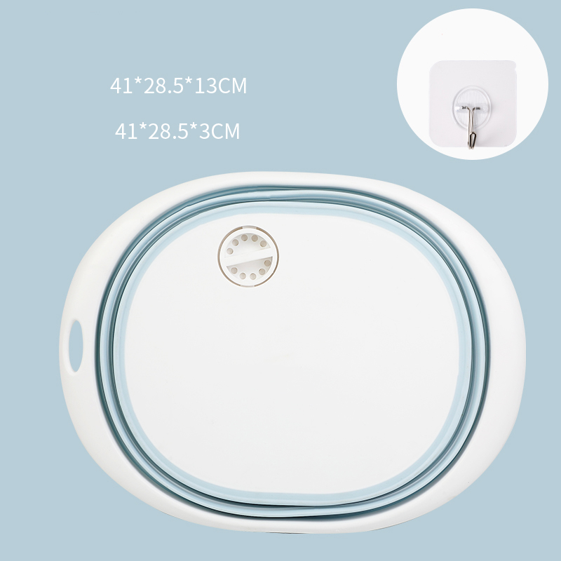 Lavabos portátiles multiusos para el hogar, productos de baño de plástico grueso y plegable para viajes al aire libre: blue